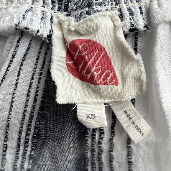 Anthropologie x Lilka Off the Shoulder Top Womens XS Blue White Bell Sleeve - Picture 7 of 10